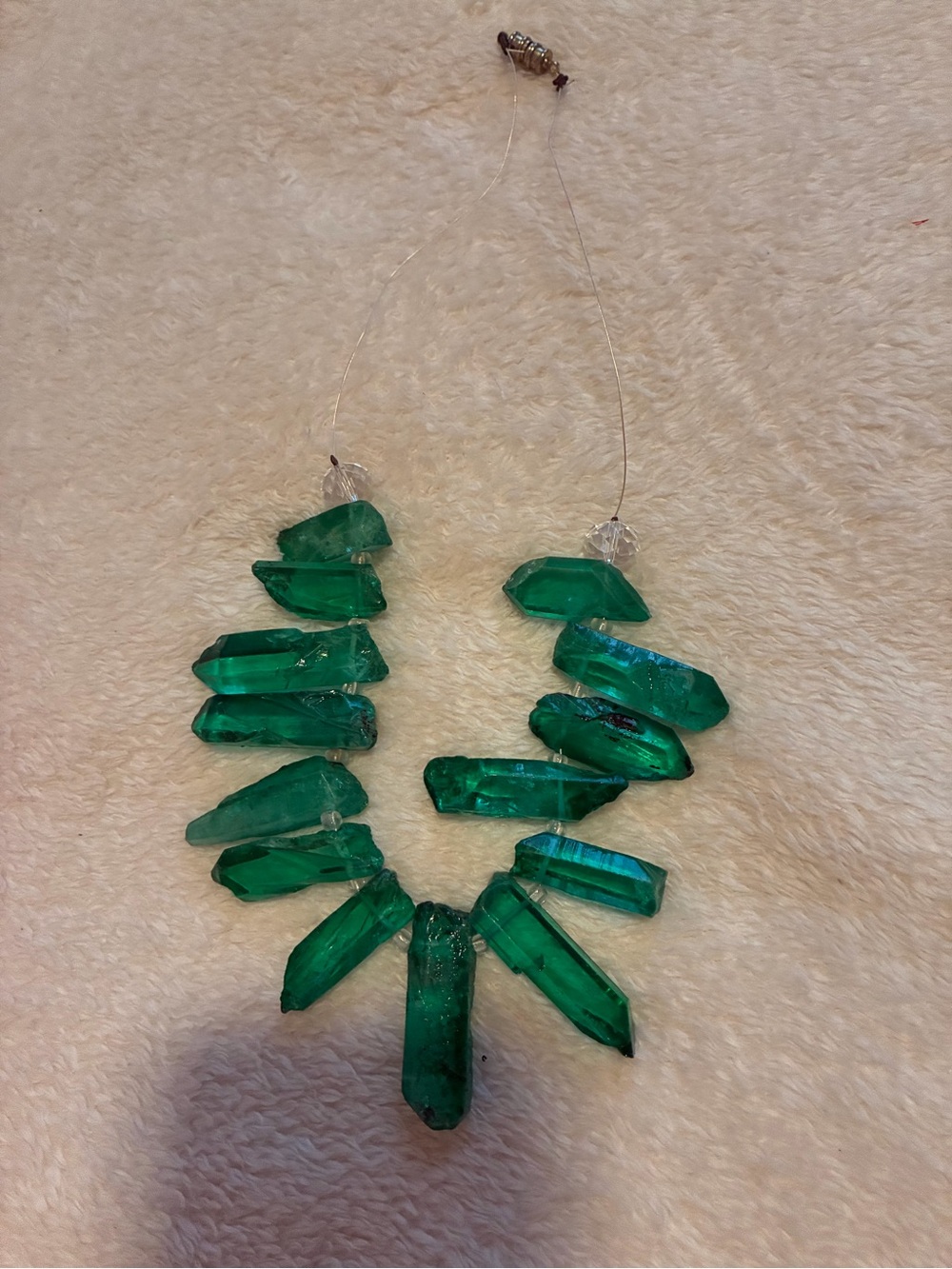 Green Crystal Point Statement Necklace - Women Jewelry